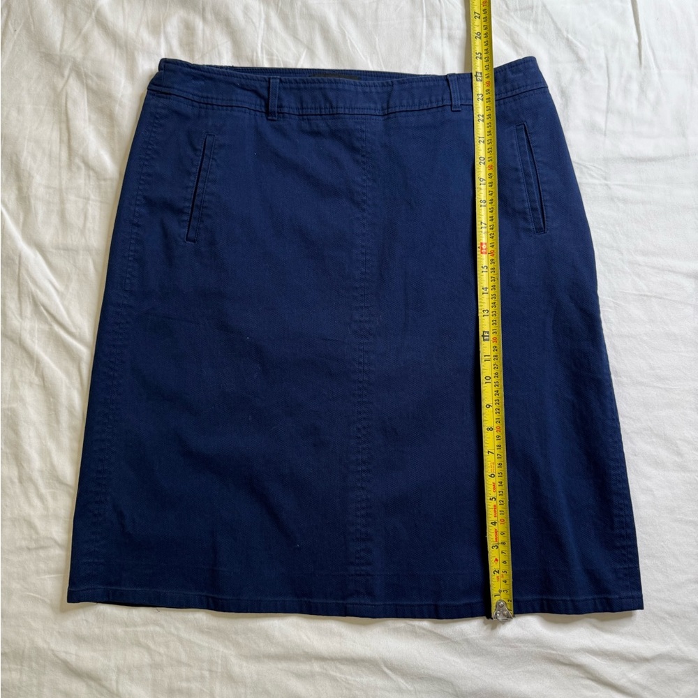 Talbots 14WP Navy Stretch Cotton Denim Skirt | Classic Fit Straight Knee Length - Picture 13 of 13